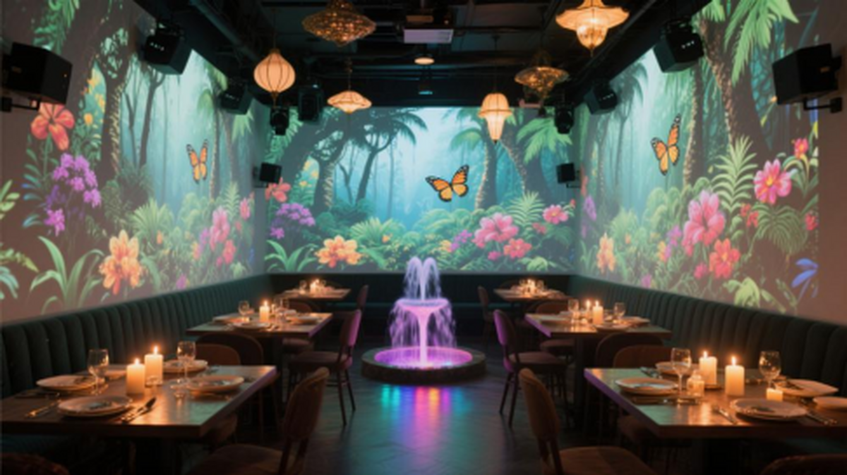 重塑現代沉浸式光影餐廳的科技美學AG真人國際廳奧圖碼投影科技：